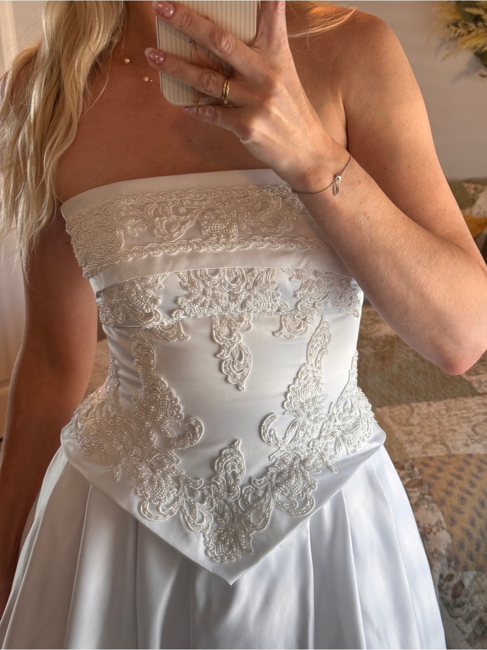 Strapless White Bridal Ball Gown